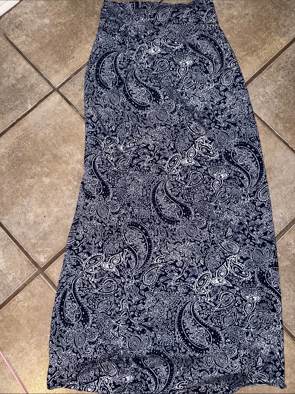 Navy Paisley Maxi Skirt - Women's Elegant Print Skirt